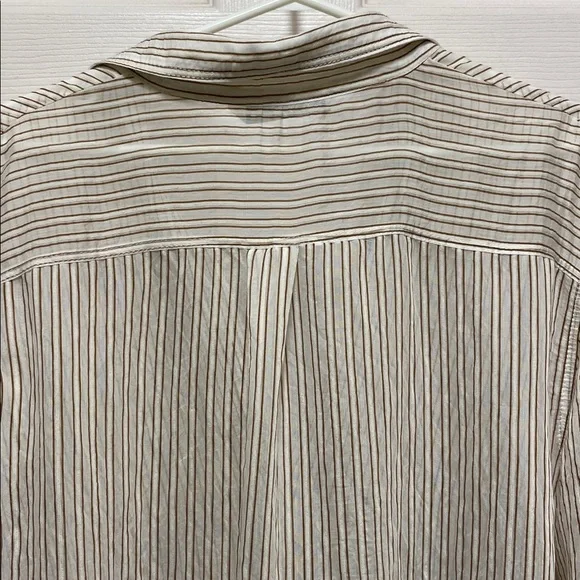 Zara | Semi Sheer |Pinstripe |Collared |Button Down |Wide Cuff |Blouse |Size XXL - Picture 8 of 14